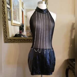See Thru Black Dress with Silver Accents
